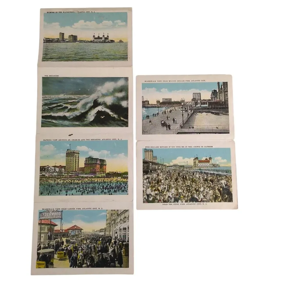 Atlantic City New Jersey Fold-Out Postcards Early 1900s‎ Hotel Elephant Bathing+